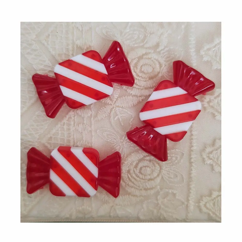 Cute New Red White Christmas Candy Flatback Cabochons DIY Hair Bows Making Supplies Home Decor Flat Back Scrapbooking Craft