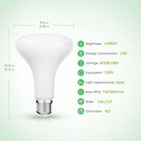 Ampoule LED de culture à spectre complet BR30, culot E26/E27, corps en aluminium, 13W, pour floraison, hydroponie, serre, légumes et fleurs