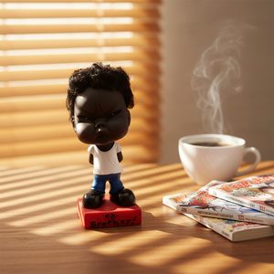 Poupée en caoutchouc noire de dessin animé à tête oscillante (Joyeuse, Triste, En colère) pour le commerce transfrontalier, décoration de chambre de maternité et ornements de voiture - Product Image 4