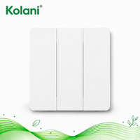 Interruptor de Pared de 3 Botones, Estándar del Reino Unido, Marca Kolani, Fabricación OEM/ODM, Interruptor de Luz de Pared de 10A con Triple Botón, Resistente al Fuego, en PC
