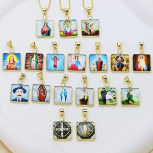 BD-D1144 Collar con Colgante Religioso Católico, Sagrado Jesús, Nuestra Señora del Monte Carmelo, Joyería Cristiana Doble, Regalo para Mujer - Product Image 1