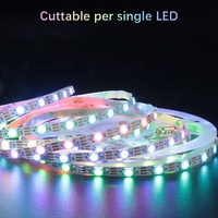 Bande LED RGB à pixels de 5 mm DC5V SMD5050, lumière numérique à changement de couleur, 60 LED intégrées, contrôle USB à distance activé par la musique/le son, IP67