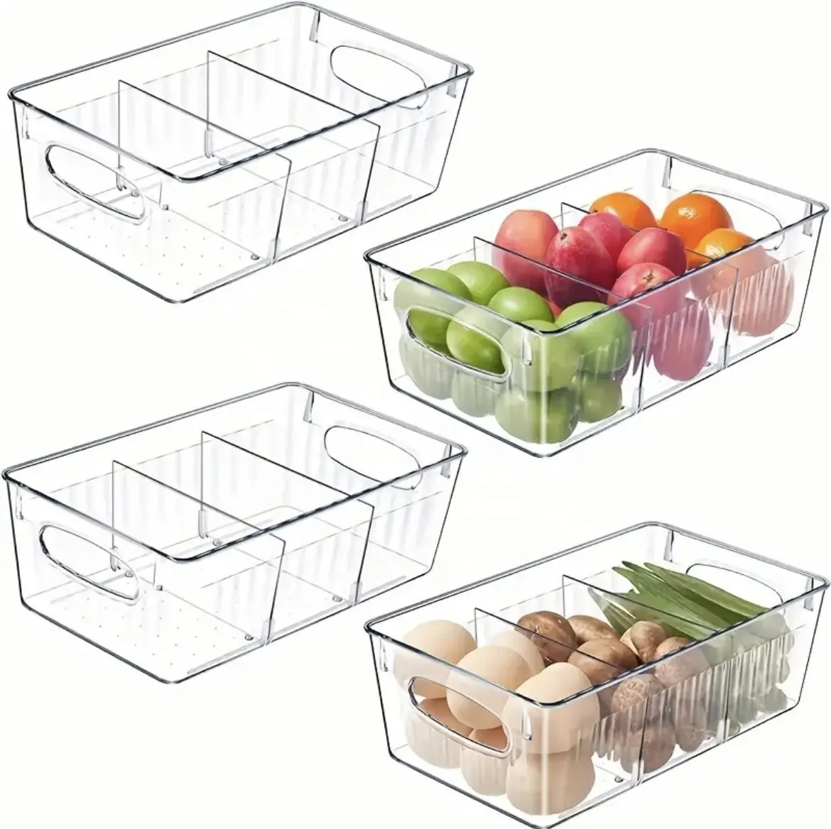 Caja de plástico transparente para refrigerador, muy adecuada para organizar armarios, almacenamiento de alimentos, suministros de cocina para el hogar