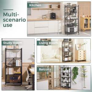 5-מדף כבד מתקפל מוסך מתכת מתקפל מארגן על גלגלים עבור איי מטבח & עגלות - Product Image 6