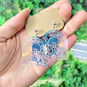 Boucles d'oreilles pendantes en acrylique holographique en forme de globe de neige de Noël, avec dégradé, champignon, traîneau du Père Noël, pour femmes - Product Image 3