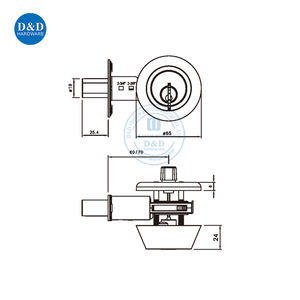 Tour de pouce de porte interne en acier inoxydable avec pêne dormant à serrure tubulaire à cylindre - Product Image 6