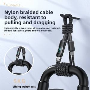 100W Nylon Omhulde Digitale Datakabel Dubbel Type-C Snel Pd Opladen 5a Mobiele Telefoon Computeroplader Zwart 1M 2M Kabelprinter - Product Image 4