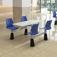 Ensemble table et chaises de restaurant scolaire le plus vendu avec plateau en marbre, structure en plastique, design moderne et durable