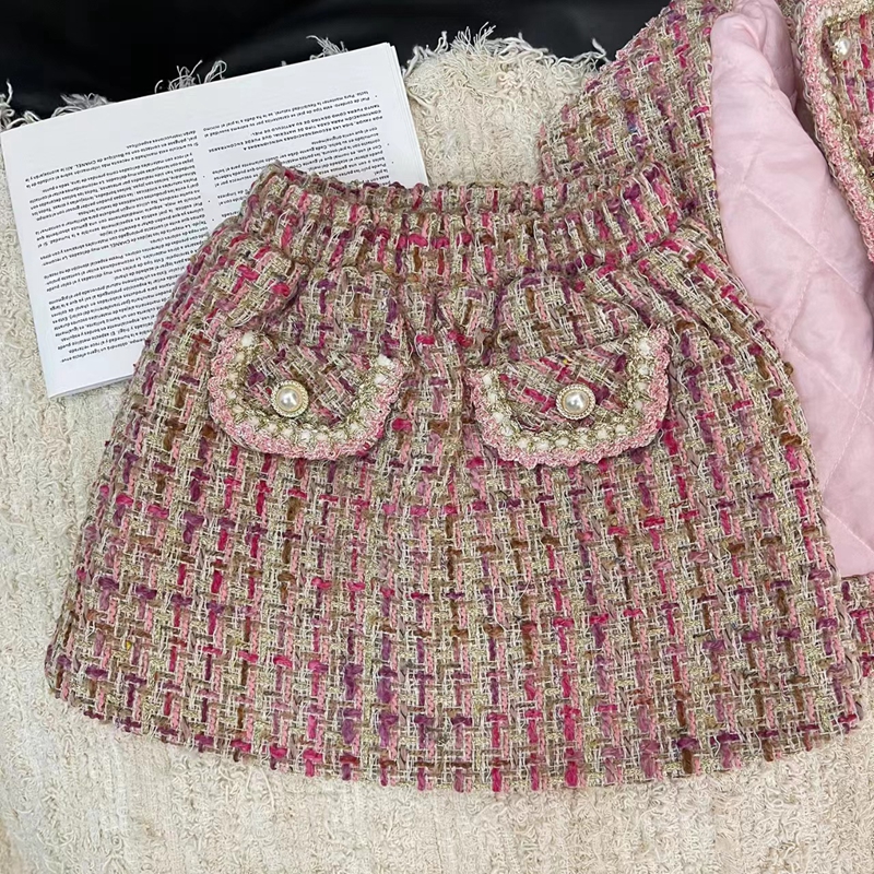 pink skirt and coat set for kids