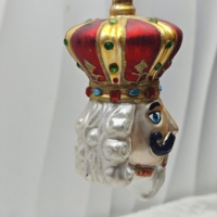 Ornements de Noël de haute qualité en teck soufflé, avec clip en verre et noyer, couronne peinte à la main