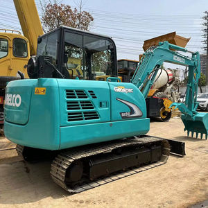Mini-excavatrice de chantier Kobelco Sk60 d'occasion, excavatrice hydraulique sur chenilles de 6 tonnes, modèle 2023, moteur, pompe, 25 kW, godet de 0,2 m - Product Image 1