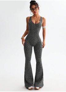 Nuova Tendenza 2026: <span class=keywords><strong>Tuta</strong></span> Intera Senza Maniche con Stampa Leopardata, Stile Boutique alla Moda - Product Image 2