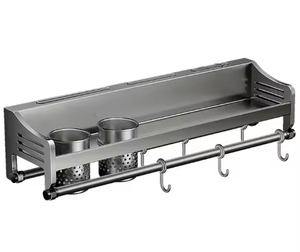 Portaoggetti da <span class=keywords><strong>Cucina</strong></span> in Metallo Elegante e Moderno Multiuso Sostenibile con Ganci Staccabili Portarotolo Separazione Asciutto/Bagnato - Product Image 6