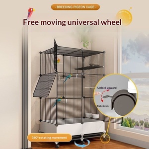 Süper Büyük Üç Katmanlı Demir Tel Papağan Kuş Kafesi, Sıçrama Önleyici Tasarım Lüks Villa Tarzı Ev Kullanımı İçin - Product Image 6