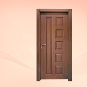 Porte de chambre en bois massif, style minimaliste européen, isolation acoustique, ouverture plate, porte battante manuelle, ensemble de porte complet - Product Image 1