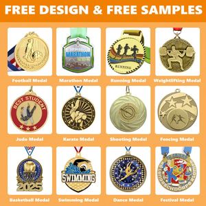 Medallas y Trofeos Deportivos Personalizados de Fútbol, Atletismo, Taekwondo, en Metal Dorado con Cinta, en Oferta - Product Image 3