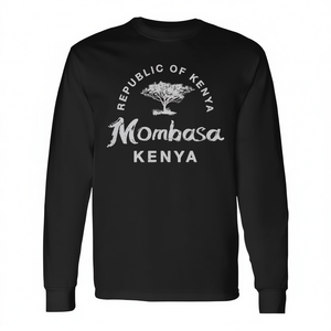 T-shirt a maniche lunghe Mombasa Kenya con design della Repubblica del Kenya, a tema safari, girocollo unisex, abbigliamento promozionale per adulti - Product Image 2