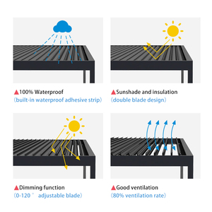 Bên ngoài pergola nhôm màn trập ngoài trời pergola cho hiên vườn dù để che nắng rainproof gazebo với Rèm bên - Product Image 2