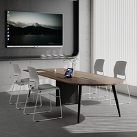 Table de bureau commerciale au design moderne, durable, de forme ovale, pour salle de réunion, fournie par l'usine