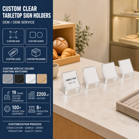 Support de Présentation Carré Mini Transparent Personnalisé en Acrylique pour Table, Écologique, pour Étiquettes de Prix et Panneaux Nominaux – Vente en Gros Usine