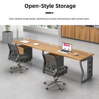 Bureau de direction moderne et minimaliste avec cadre métallique, plateau stratifié à pieds papillon, ignifuge, mobile et détachable, pour usage commercial