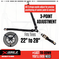 Sangles à cliquet robustes entièrement personnalisables en Y à 3 points pour fixation de roue de secours, UTV, camions tout-terrain, VTT, barres de toit