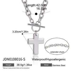 Retro Vintage 18K Gold Plated Stainless Steel Cubic Diamond <b>Cross</b> Pendant Clear Crossed Zircon Necklace Unisex Main Stone - Product Image 4
