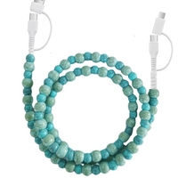 Cable de Carga Rápida para Teléfono con Cuentas Acrílicas Rosadas Energéticas, Joyería de Moda Personalizada
