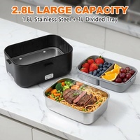 Boîte à lunch électrique en acier inoxydable 304 à double couche, chauffage rapide 100W, 2,8L, anti-fuite avec sac isotherme – Vente en gros