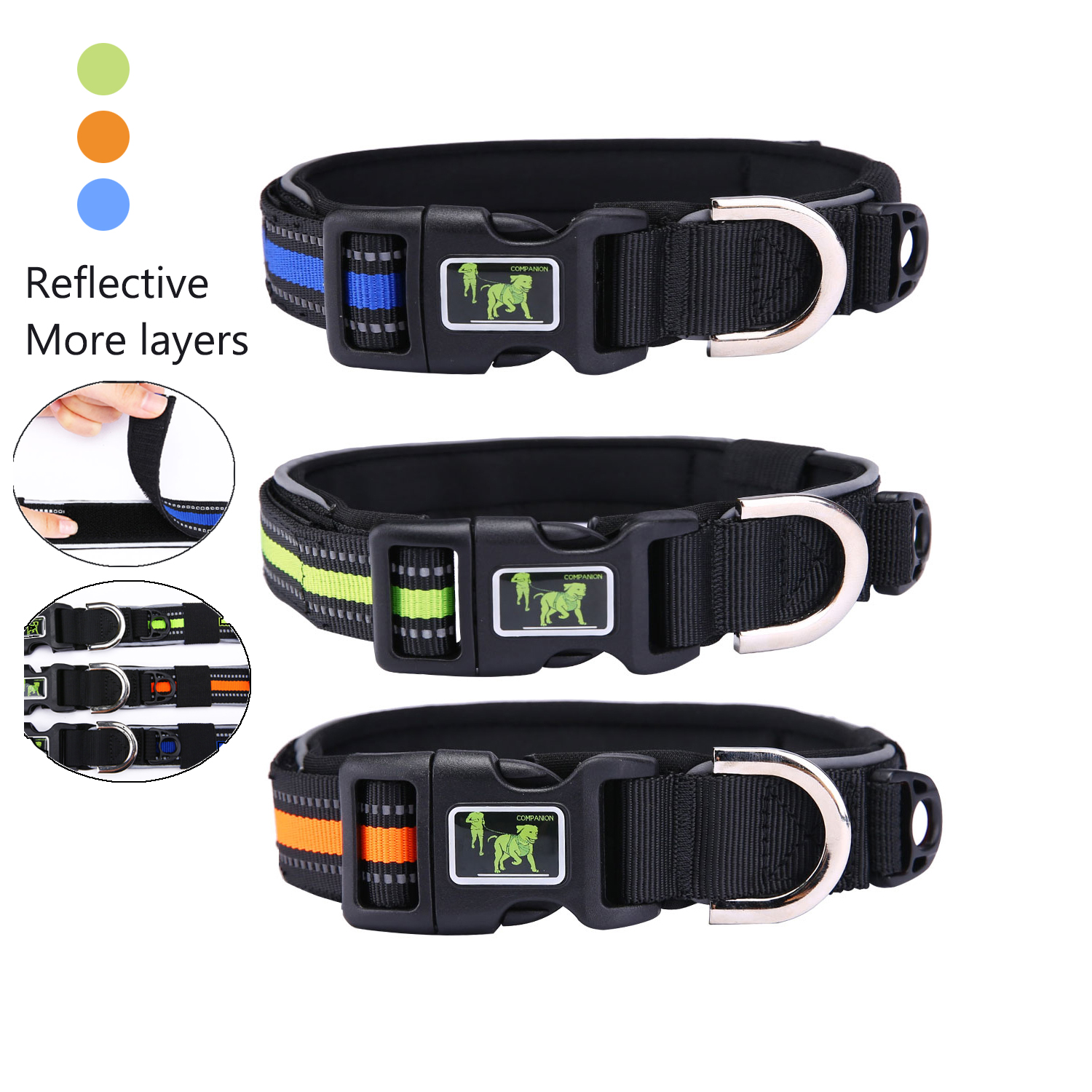 Customization Reflective Dog Head Collar Polyester Luxurious Outdoor Cat Collar