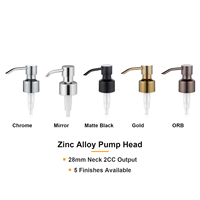 Pompe à lotion en alliage de zinc 28 mm, distributeur de savon liquide 2CC pour flacon pompe à mousse, finition chrome miroir, noir mat, or et ORB