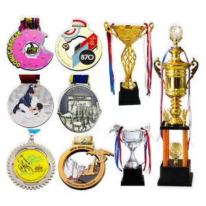 Medali dan Trofi Kustom Grosir Grosir Logo Logam Kustom 3D Medali Olahraga Lari Bulat 3D