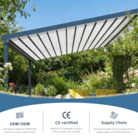Toldo Retráctil para Balcón Francés con Tira de LED, Pérgola de Aluminio, para Apartamento, Terraza Exterior, Impermeable, Protección UV
