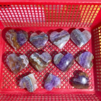 Cœur en Quartz Naturel, Améthyste et Agate, Mini Cœur d'Amour Sculpté à la Main, Pierre Précieuse de Guérison, Cadeau en Cristal pour la Décoration Intérieure - Vente en Gros