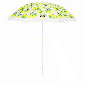 Wholesale Vintage Full Printing Customized Pattern Parasol Beach Tassel Umbrella With Metal Pole//