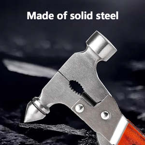 Conique Multi-Fonction Véhicule D'urgence Brise-Vitre Marteau De Sécurité 15-en-1 Outil 17cm Manche En Bois Portable Ménage - Product Image 2