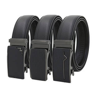 Ceinture à boucles automatiques en alliage noir pour hommes en cuir véritable à la mode pour hommes - Product Image 3