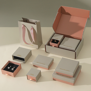 Boîtes personnalisées en carton écologique avec couvercles et bases, roses et grises, pour boucles d'oreilles, bagues, pendentifs, bracelets et colliers - Product Image 4