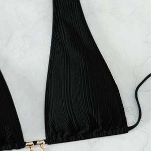 FD233 Dropshipping grazioso Bikini a vita alta elegante cravatta Sexy profondo V costume da bagno Push decorazione con taglio solido Design semplice - Product Image 6
