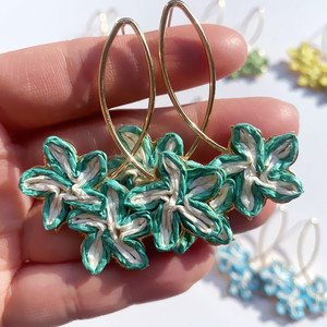 ต่างหูดอกไม้แฮนด์เมดสำหรับวันหยุดพักผ่อนของ2025ใหม่ต่างหูรูปดอกปาล์มสีสันสดใสน่ารักริมชายหาดสำหรับปาร์ตี้ของผู้หญิง - Product Image 6