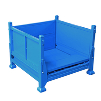 Conteneur métallique empilable robuste en acier ondulé avec porte demi-ouvrante pour le stockage de pièces automobiles 1000 kg