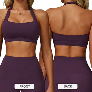 EWX3091-1  Bra Olahraga Wanita 2-Potong Model Halter Cepat Kering dengan Bantalan, Tanpa Punggung, untuk Yoga, Gym, dan Aktivitas Olahraga - Product Image 1