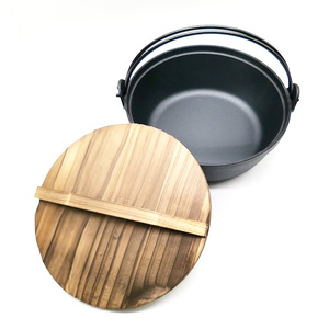 หม้อสุกี้สไตล์ญี่ปุ่นญี่ปุ่น,หม้อไฟ Sukiyaki <span class=keywords><strong>Tetsu</strong></span> Nabe Shabu พร้อมฝาปิดไม้ขนาด25ซม. - Product Image 1