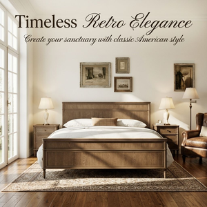 Cama Plataforma de Casal/Queen/King Size em Carvalho Maciço Durável, Estilo Americano Moderno Tradicional de Alta Qualidade para Quarto Principal - Product Image 3