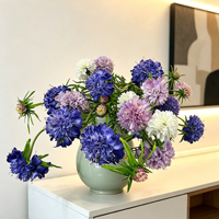 Vente en gros usine – Tige de Scabiosa artificielle effet naturel 72 cm, fleurs artificielles blanches, roses, violettes pour vase de maison, décoration florale de mariage