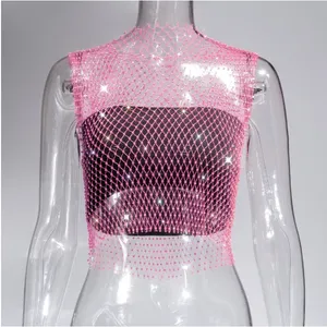 Women s Short Sleeve Diamond Mesh Top Elegant Fishing Net Design