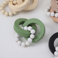 Ornements en perles rondes à trois anneaux en bois pour la décoration intérieure, fabriqués en Chine