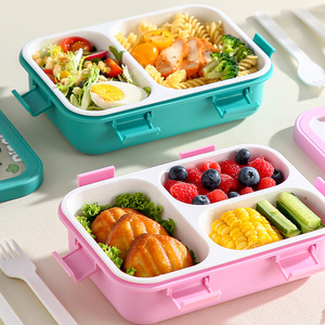 Boîte à lunch mignonne de style dessin animé avec couverts et compatible micro-ondes, peut être utilisée comme boîte à lunch pour étudiants - Product Image 2