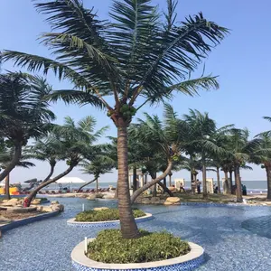 Artificial Trees Manufacturer UV Resistance Artificial Coconut Palm Tree Large Simulated Fiberglass Palm Tree King For Landscape Decoration