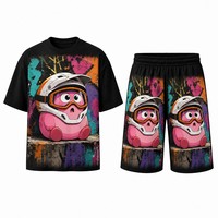 Ensemble T-shirt et short en coton épais 320 GSM pour homme, style graphique basketball hip-hop streetwear, grande taille, vente en gros OEM